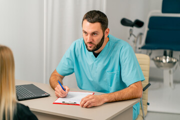 A professional doctor prescribes detailed treatment for young girl based on her examinations at medical center