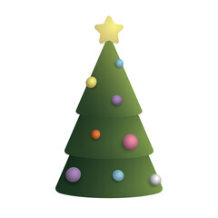 3D geometric shape as Decorated Christmas tree isolated.