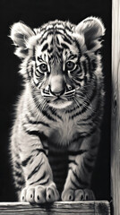 Innocence in Stripes: A Young Tiger Cub's Portrait