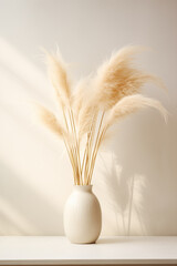 Naklejka premium sprigs of pampas grass in a white vase