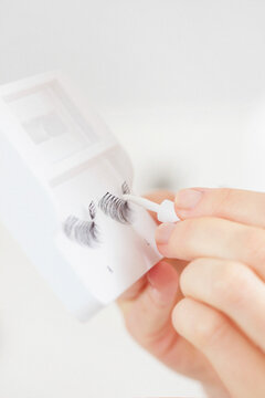 Applying Glue to False Eyelashes
