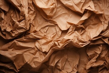 Artistic design with crumpled brown paper texture, suitable for backgrounds and flat lay templates. Generative AI - obrazy, fototapety, plakaty