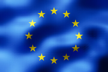 European Union - textile flag - 3d illustration