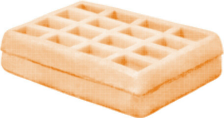 Belgian waffle one isolated, from circles dots of different sizes on white background