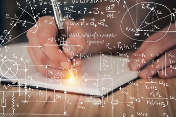 Physics equation in the background of education books