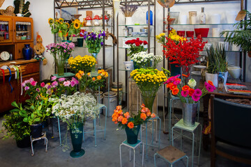 Fototapeta na wymiar Flower (plant store) in Dusseldorf typical interior