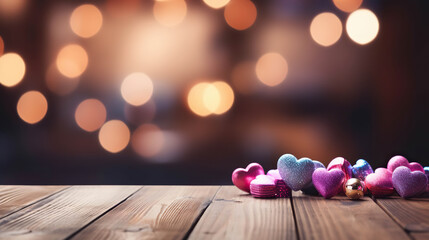 Line of Love: Glittering Hearts on a Rustic Table