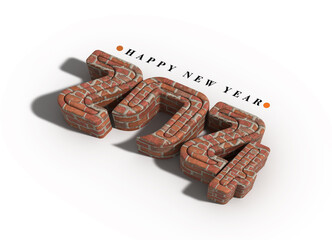 2024 Happy New Year 3d Lettering Illustration.