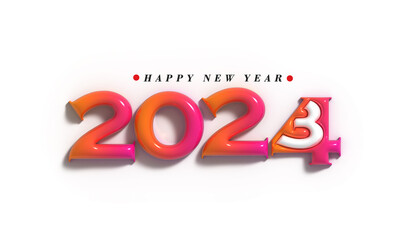 2024 Happy New Year 3d Lettering Illustration.