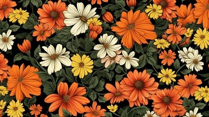 retro hippie flowers background design - obrazy, fototapety, plakaty