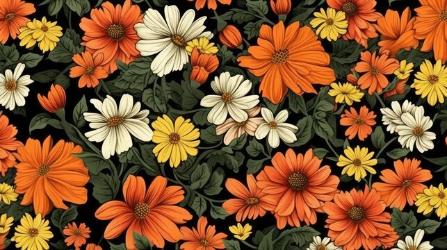 retro hippie flowers background design