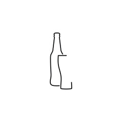 beer bottle and glass icon, silhouette of beer bottle 