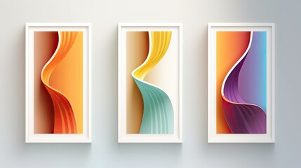 Set of Three frames with Rainbow banner shapes 