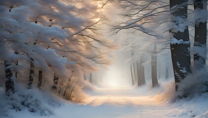 Winter landscape with snow. Beautiful christmas panorama with fresh powder snow.