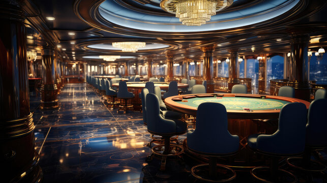 Entertaining casino games and activities in the luxurious cruise ship.