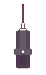 Microphone hanging 2D cartoon object. Vocal performance recording. Podcast audio equipment isolated vector item white background. Announcement message technology color flat spot illustration