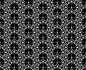 Flower geometric pattern. Seamless vector background. Black and white ornament