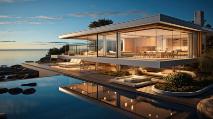 Fototapeta premium Modern home in a coastal setting.
