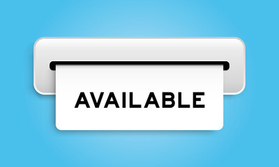 White coupon banner with word available from machine on blue color background