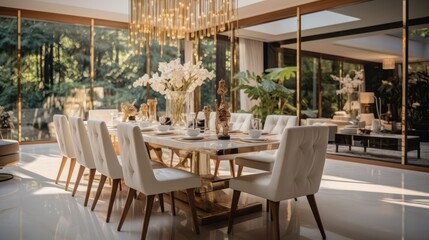 Fototapeta na wymiar Dining room, Luxurious modern.