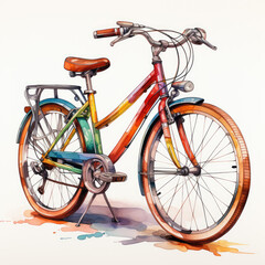 watercolor Bicycle clipart, Generative Ai