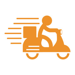 Riding a scooter delivery logo.  delivery logo vector template on white background