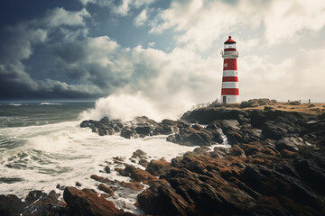 Photo of Lighthouse in very bad weather on coast