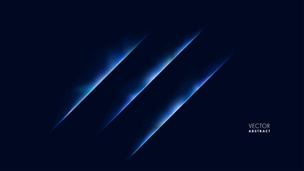 Abstract Blue Light Line Slashes on Dark Background. Vector Illustration.