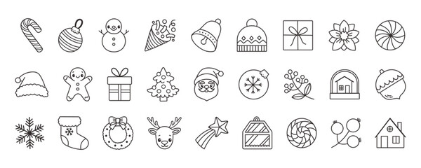 New year icon set many design elements. Vector illustration.