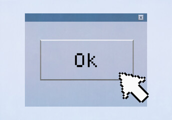 Computer cursor hovering over OK button
