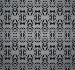 Floral pattern. Vintage wallpaper in the Baroque style. Seamless vector background. Black and gray ornament for fabric, wallpaper, packaging. Ornate Damask flower ornament