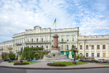 Catherine Square in Odessa, Ukraine. Square in the historical center of Odesa, monument of architecture and town planning.