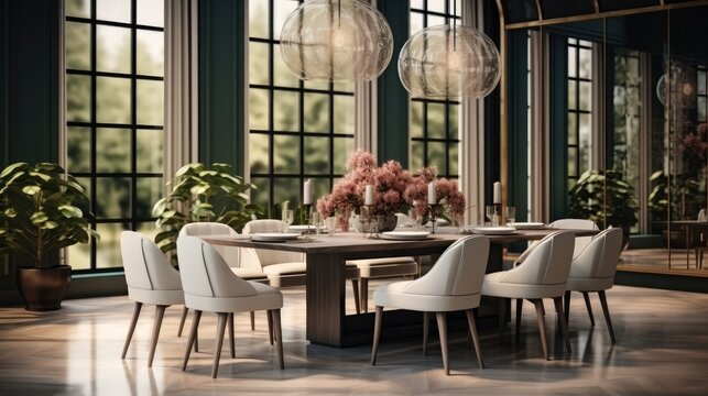 Modern luxury authentic dining room interior design.