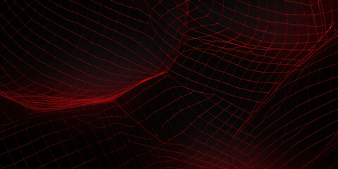 Abstract red net grid texture on black background