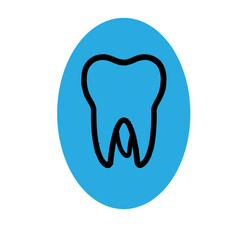 white tooth on a blue background