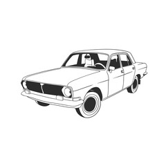 Fototapeta premium Outline illustration design of a vintage car 25