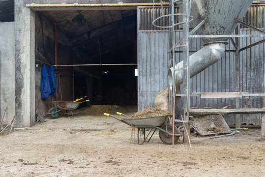 Outdoor barn with farm tools