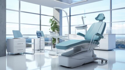 Dentist chair in office room, Dental office, Health Care concept.