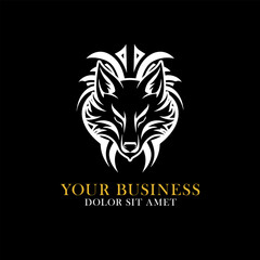 fox with abstract tribal logo template for business