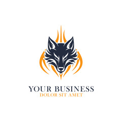 fox with abstract tribal logo template for business