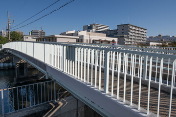 大阪、都市、風景、川、橋、秋	