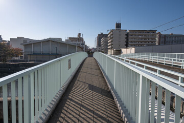 大阪、都市、風景、川、橋、秋	