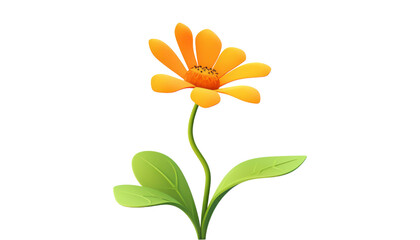 Fototapeta na wymiar 3d orange flower isolated on transparent background cutout