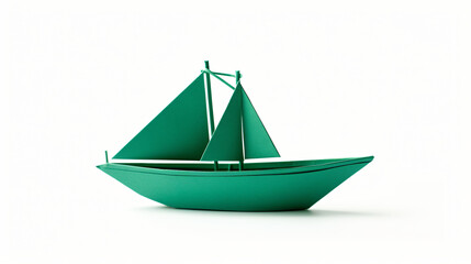 Close up origami green paper ship