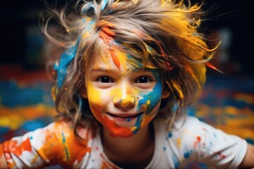 A Little girl covered in paint, Featured social image.