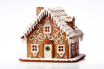 Gingerbread house isolated on white background