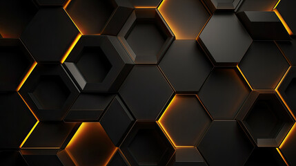 Luxury hexagonal abstract black and gold metal background
