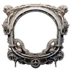 Steampunk skull frame with intricate gear design, ideal for edgy graphics.