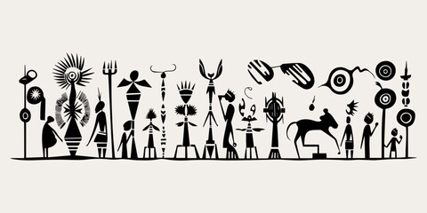 ethnic traditional tribal illustration black and white