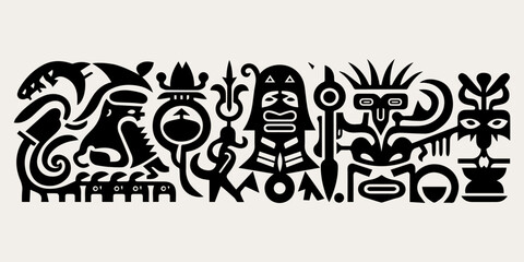 Fototapeta premium ethnic traditional tribal illustration black and white